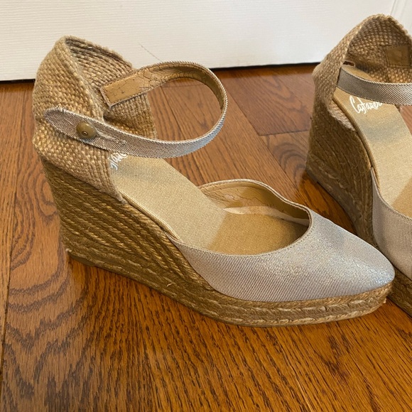 Castaner Spain wedge-heeled espadrilles gold rattan ankle strap Sandals  37 - Picture 4 of 11